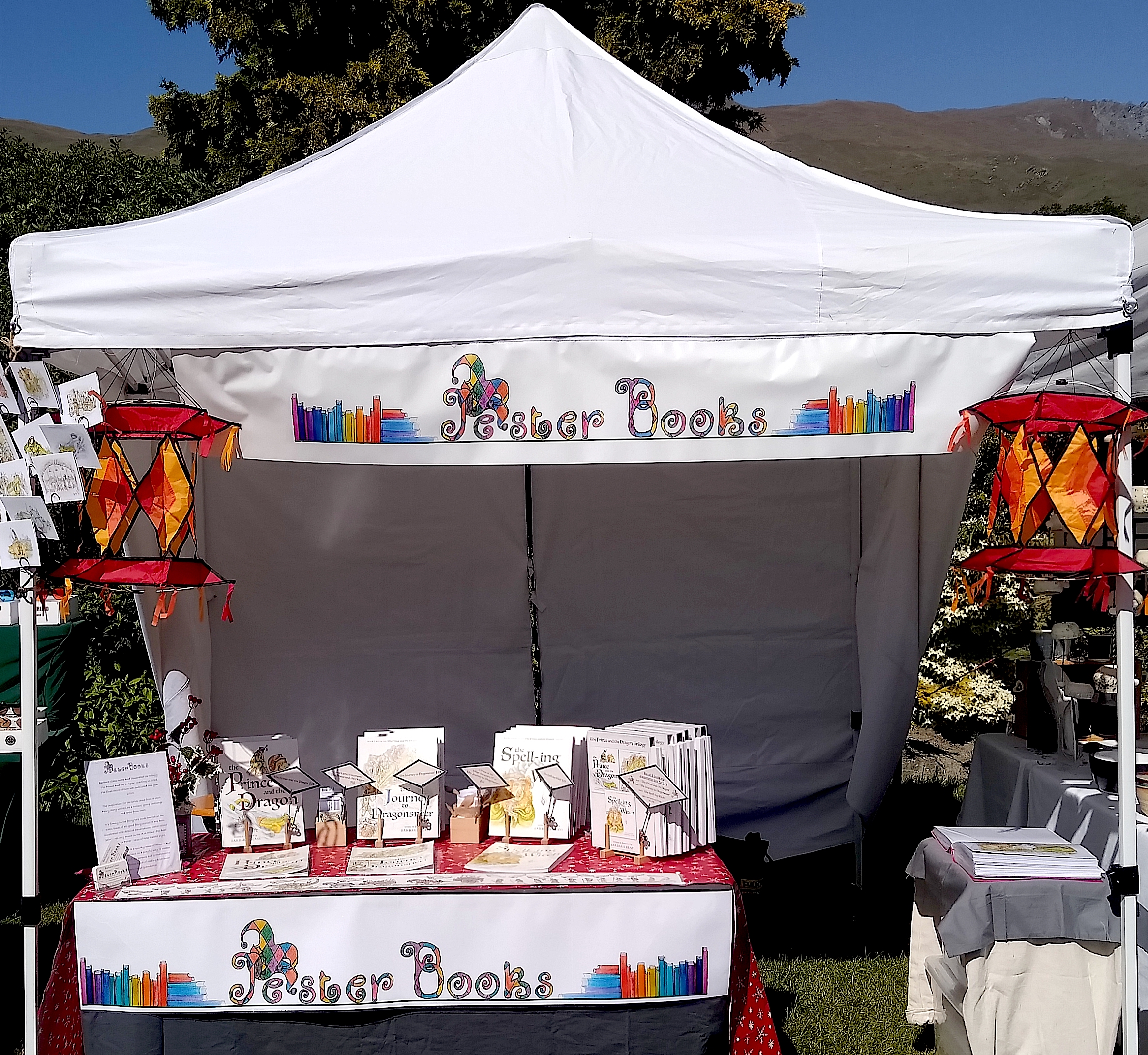 market stall at Wanaka Fete. Colourful and enticing.